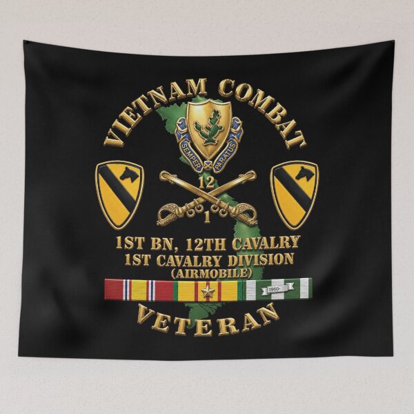 Item preview, Army - Vietnam Combat Cavalry Veteran w 1st Bn 12th Cav DUI - 1st Cav Div - 3D X 300 designed and sold by Military Insignia Products.
