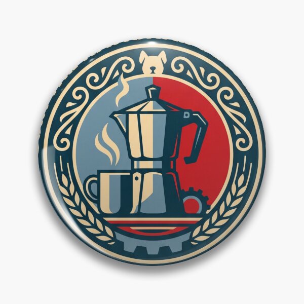 Item preview, Vintage National Coffee Day Retro Moka Pot Emblem designed and sold by Pride Emblem Prints.
