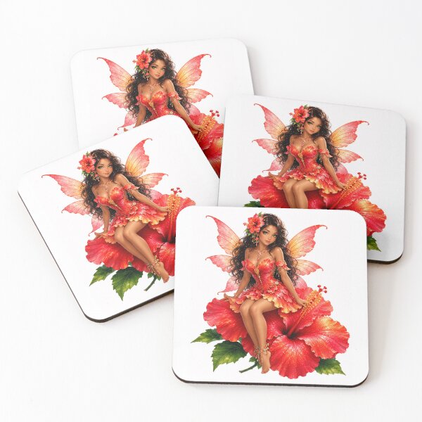 Item preview, Hibiscus Fairy, Tropical Flower Fairy Sitting on Giant Hibiscus Blossom Vibrant Fantasy Art Sticker designed and sold by RoPrincess.