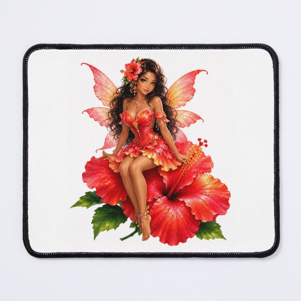 Item preview, Hibiscus Fairy, Tropical Flower Fairy Sitting on Giant Hibiscus Blossom Vibrant Fantasy Art Sticker designed and sold by RoPrincess.