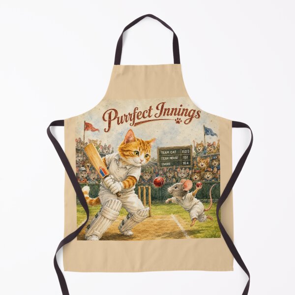 Item preview, Purrfect Innings Funny Cricket Cat vs Mouse Watercolor Vintage Sports Animal Illustration designed and sold by HOUSE OF TIST.