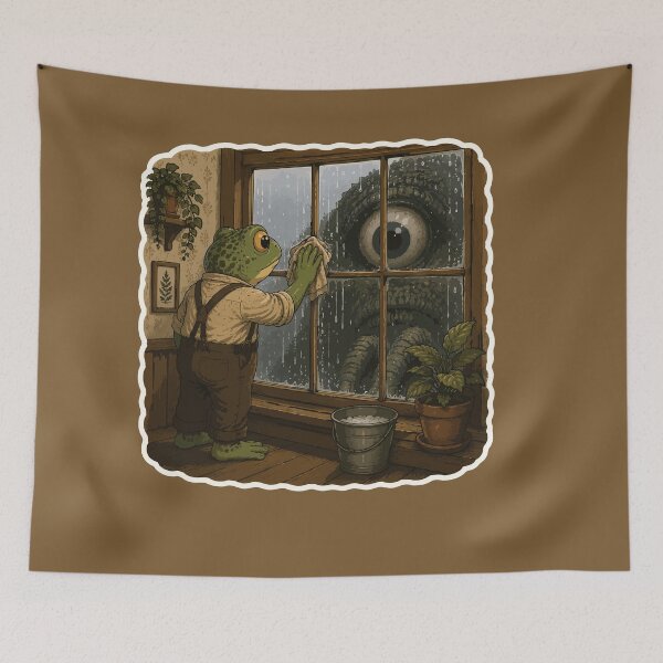 Item preview, Window Cleaning Frog Sticker | Cozy Horror | Giant Monster Eye | Cottagecore Horror | Dark Whimsy designed and sold by SimplePoDesign.