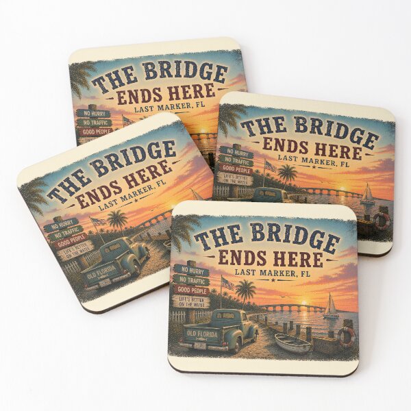 Item preview, Vintage Old Florida Coastal Town Art | Last Marker, FL – The Last of Old Florida The Last Bridge designed and sold by IslandGirlArt.
