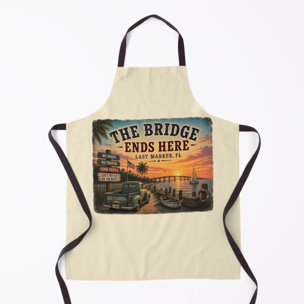Item preview, Vintage Old Florida Coastal Town Art | Last Marker, FL – The Last of Old Florida The Last Bridge designed and sold by IslandGirlArt.