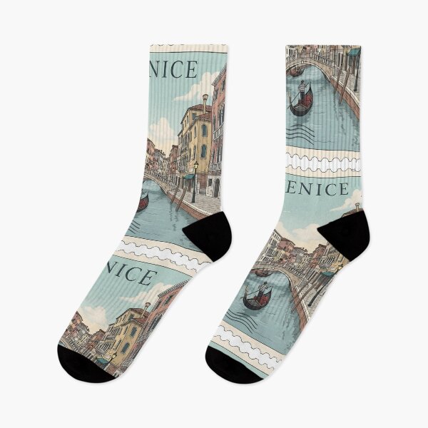 Item preview, Vintage Venice Italy Travel Stamp Sticker | Gondola Canal Illustration | Retro European City Art designed and sold by Bhaskar Digital Art.