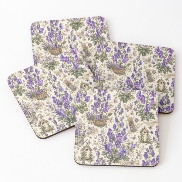 Item preview, Vintage Cottagecore Lavender & Larkspur Botanical Pattern designed and sold by NocturnBotany.