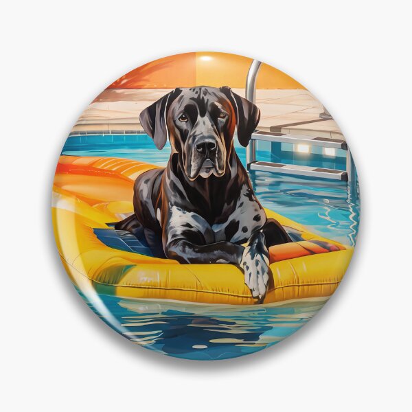 Item preview, Summer portrait of a dog by the pool designed and sold by Halbeskilo.