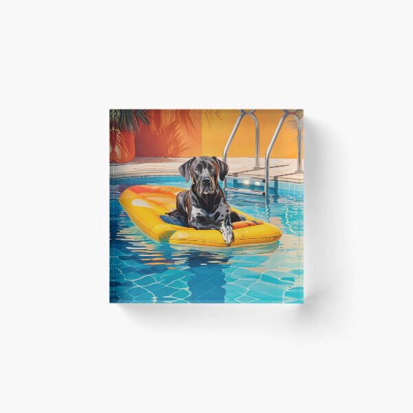Item preview, Summer portrait of a dog by the pool designed and sold by Halbeskilo.