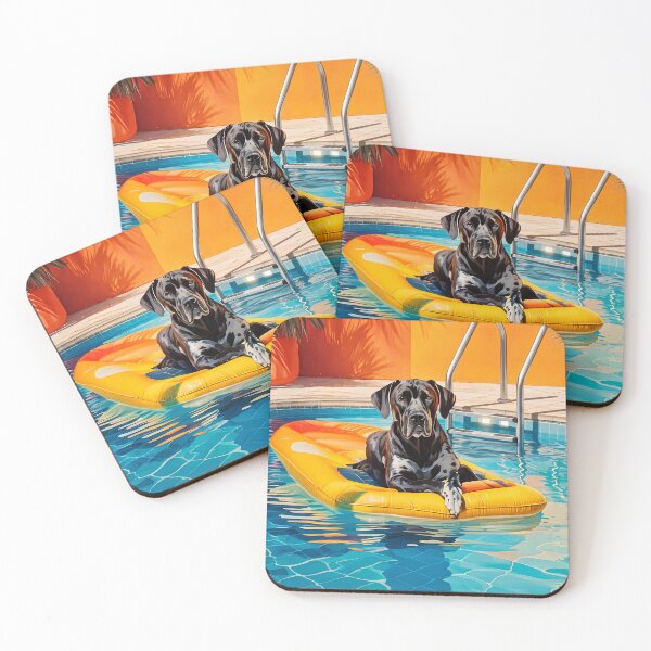 Item preview, Summer portrait of a dog by the pool designed and sold by Halbeskilo.