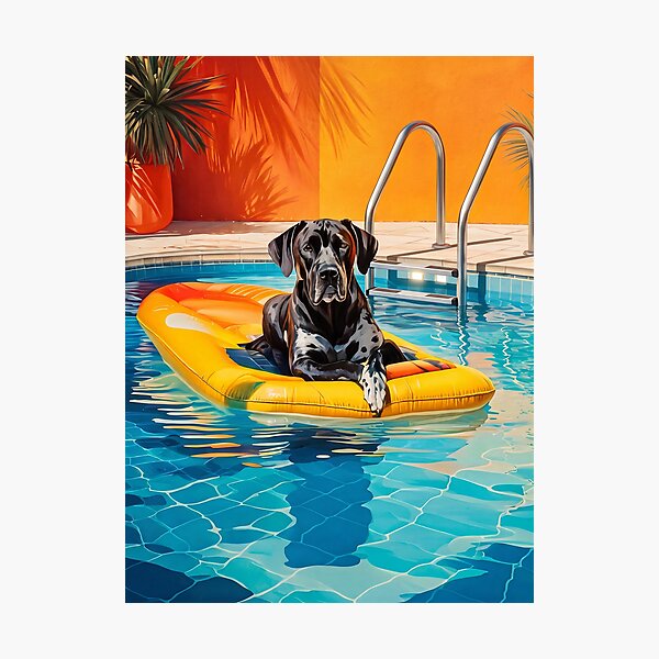 Item preview, Summer portrait of a dog by the pool designed and sold by Halbeskilo.