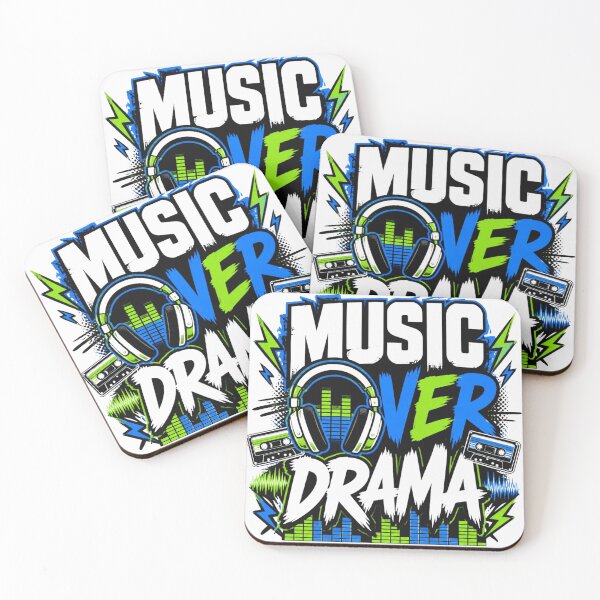 Item preview, Music Over Drama - Retro Cassette Headphones Music Lover designed and sold by WearTheVibe Store.