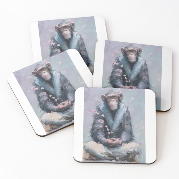 Item preview, Zen Chimpanzee Meditating - Mindful Monkey Cherry Blossom Meditation Art designed and sold by ExpressoJungle.