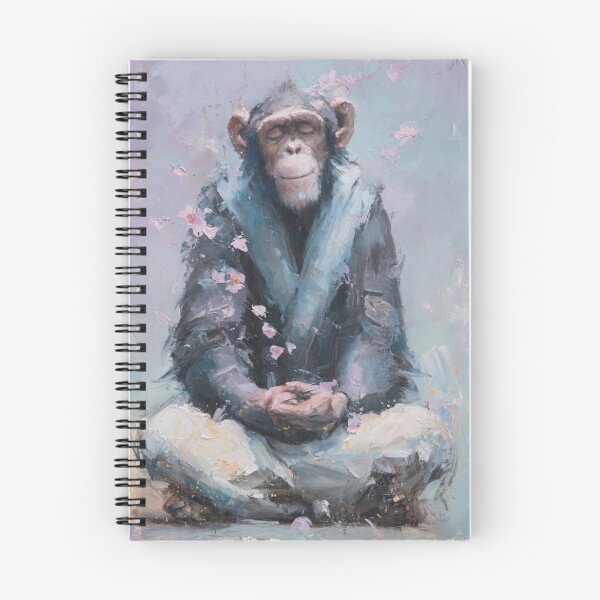 Item preview, Zen Chimpanzee Meditating - Mindful Monkey Cherry Blossom Meditation Art designed and sold by ExpressoJungle.