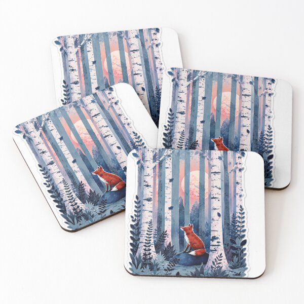 Item preview, Fox in Birch Forest Nature Illustration designed and sold by Stickershutter.