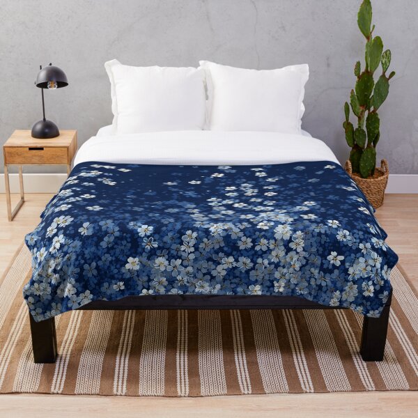 Item preview, Midnight Blue Floral Garden | Elegant Botanical Home Decor Artwork designed and sold by Atum&Art.