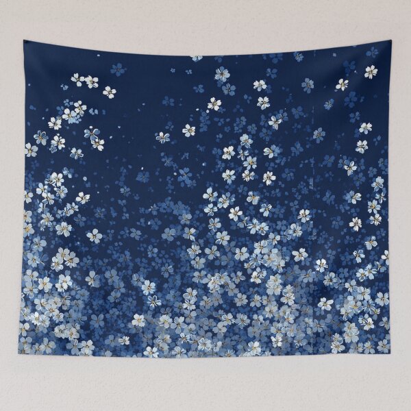 Item preview, Midnight Blue Floral Garden | Elegant Botanical Home Decor Artwork designed and sold by Atum&Art.