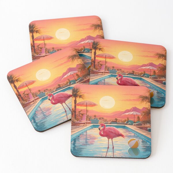 Item preview, Flamingo by the pool at sunset designed and sold by Halbeskilo.