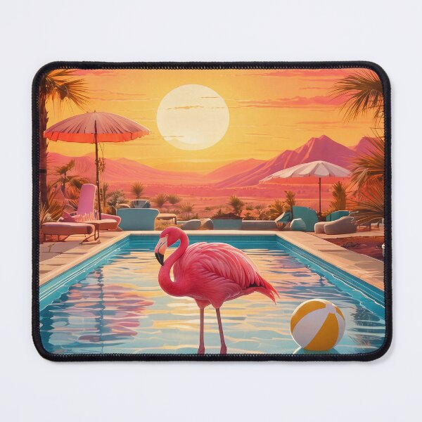 Item preview, Flamingo by the pool at sunset designed and sold by Halbeskilo.
