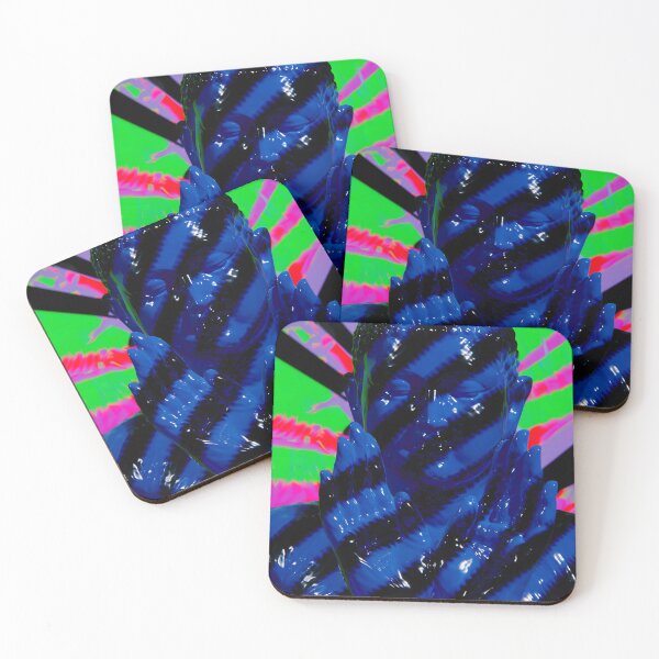Item preview, Neon Blue Striped Cyberpunk Portrait designed and sold by bubblegoth.
