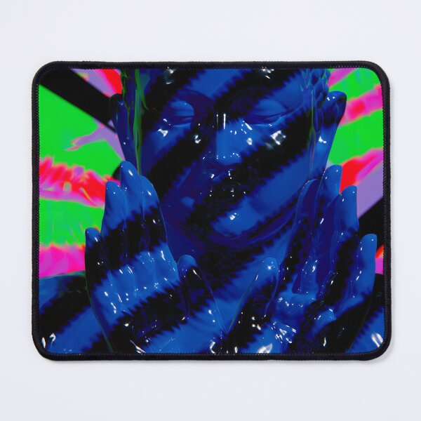 Item preview, Neon Blue Striped Cyberpunk Portrait designed and sold by bubblegoth.