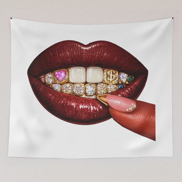 Item preview, Diamond Grillz Bling Lips Glam Illustration designed and sold by DjFreeq.