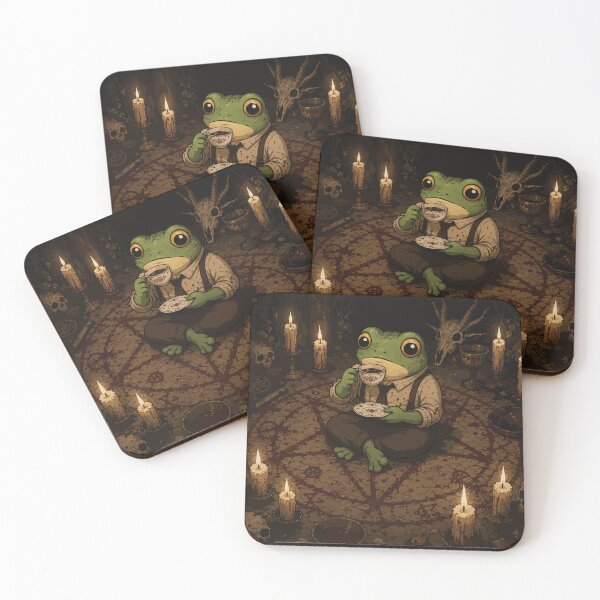 Item preview, Tea Before the Ritual Frog Sticker | Cozy Horror | Occult Cottagecore | Dark Fantasy | Witchy Frog | Folk Horror designed and sold by SimplePoDesign.