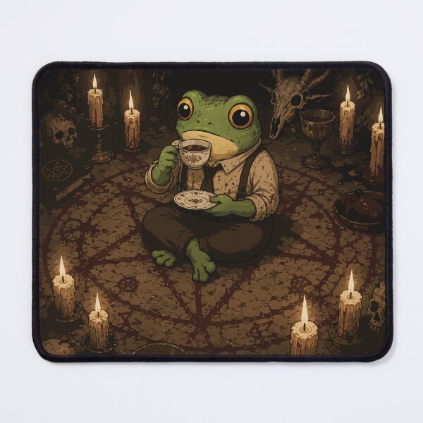 Item preview, Tea Before the Ritual Frog Sticker | Cozy Horror | Occult Cottagecore | Dark Fantasy | Witchy Frog | Folk Horror designed and sold by SimplePoDesign.