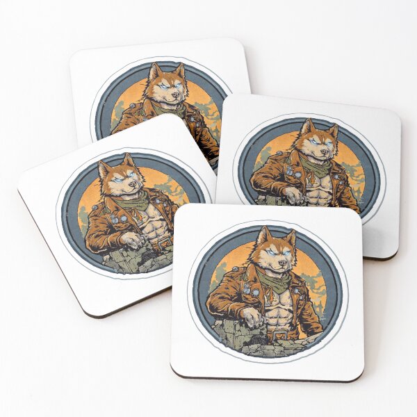 Item preview, Husky Wolf Warrior Post-Apocalyptic Anthro Sticker Art designed and sold by PawsRetroStudio.