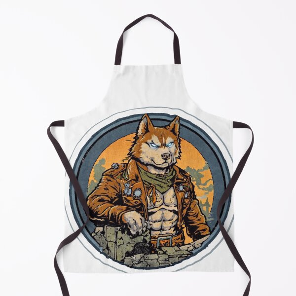 Item preview, Husky Wolf Warrior Post-Apocalyptic Anthro Sticker Art designed and sold by PawsRetroStudio.