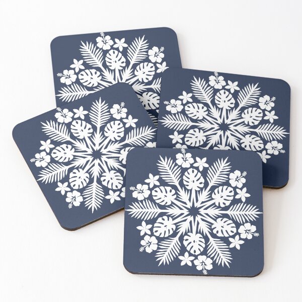 Item preview, Tropical Polynesian Snowflake – Navy Hawaiian Christmas Tifaifai designed and sold by Tahitifaifai.