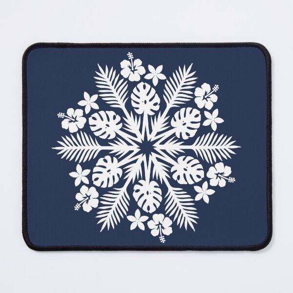 Item preview, Tropical Polynesian Snowflake – Navy Hawaiian Christmas Tifaifai designed and sold by CreaTahiti.