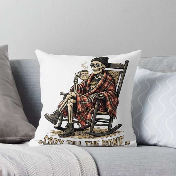 Item preview, Cozy Till The Bone Skeleton Rocking Chair Coffee Autumn designed and sold by BobaBunny76.