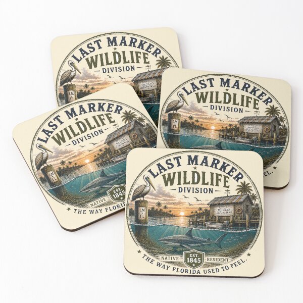 Item preview, Vintage Old Florida Coastal Town Art | Last Marker, FL – The Last of Old Florida Wildlife Division Shark designed and sold by IslandGirlArt.