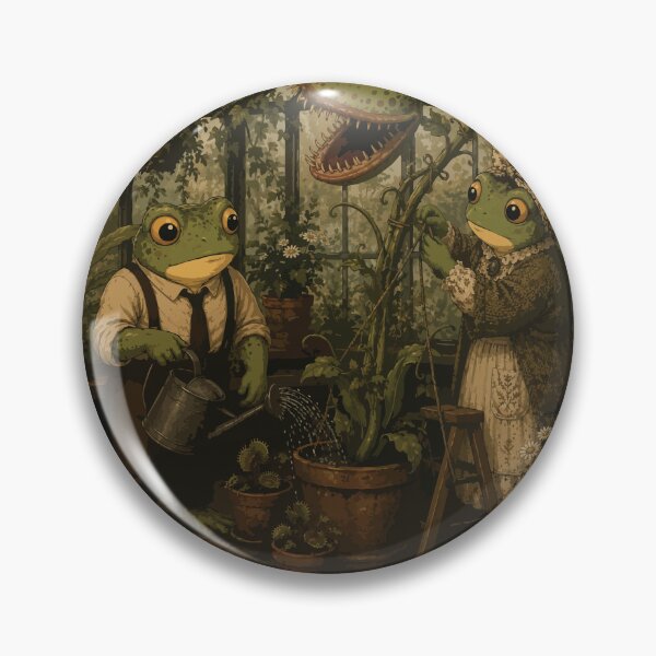 Item preview, Carnivorous Garden Frog Sticker | Cozy Horror | Gothic Greenhouse | Cottagecore | Carnivorous Plants | Whimsical Frog Couple designed and sold by SimplePoDesign.