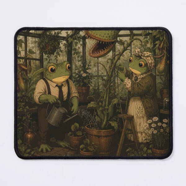 Item preview, Carnivorous Garden Frog Sticker | Cozy Horror | Gothic Greenhouse | Cottagecore | Carnivorous Plants | Whimsical Frog Couple designed and sold by SimplePoDesign.