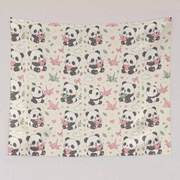 Item preview, Panda Love Paper Crane Pattern designed and sold by Soft Berry Studio.