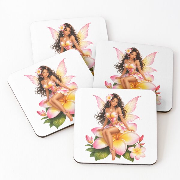 Item preview, Plumeria Fairy, Tropical Flower Fairy Sitting on Frangipani Blossom Magical Fantasy Art Sticker designed and sold by RoPrincess.