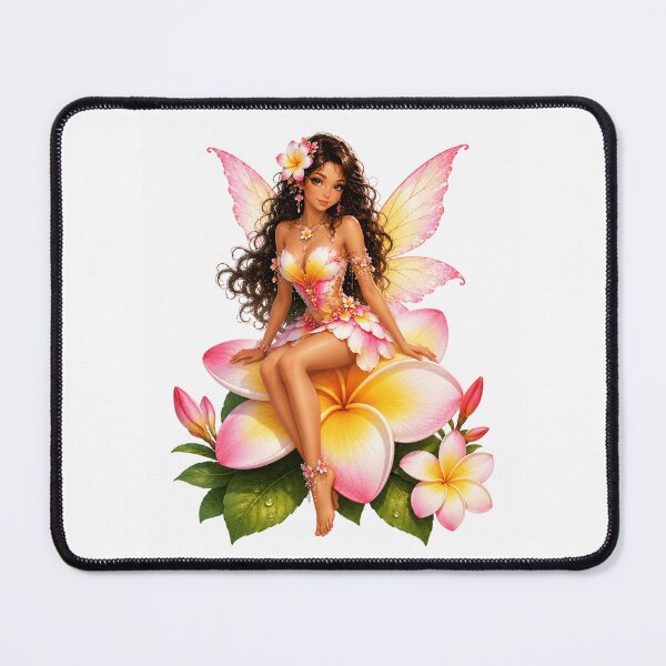Item preview, Plumeria Fairy, Tropical Flower Fairy Sitting on Frangipani Blossom Magical Fantasy Art Sticker designed and sold by RoPrincess.