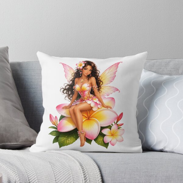 Item preview, Plumeria Fairy, Tropical Flower Fairy Sitting on Frangipani Blossom Magical Fantasy Art Sticker designed and sold by RoPrincess.
