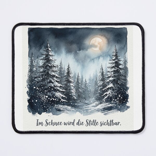 Item preview, Silence becomes visible in the snow – Winter forest with full moon | Watercolor nature art designed and sold by DervoTeck2767.