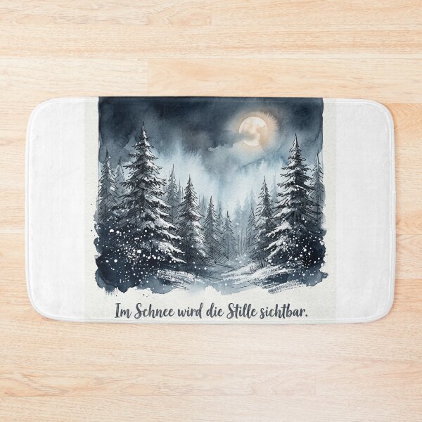 Item preview, Silence becomes visible in the snow – Winter forest with full moon | Watercolor nature art designed and sold by DervoTeck2767.
