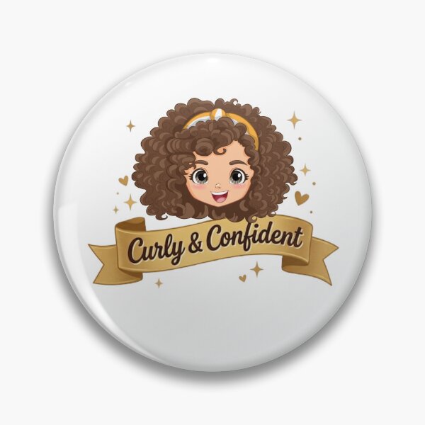 Artikelvorschau, Lockig & Selbstbewusst – Süßes Mädchen mit lockigem Haar und goldenem Banner entworfen und verkauft von Sarah'sCreativeLab.