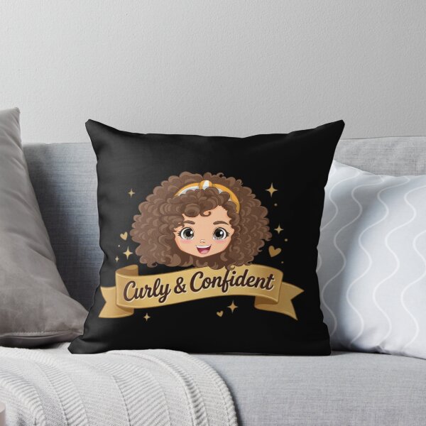 Item preview, Curly & Confident – Cute Curly Hair Girl with Golden Banner designed and sold by Sarah'sCreativeLab.