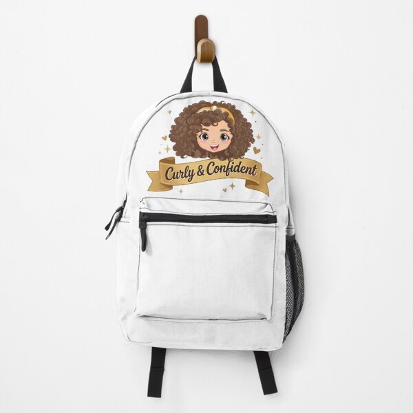 Item preview, Curly & Confident – Cute Curly Hair Girl with Golden Banner designed and sold by Sarah'sCreativeLab.
