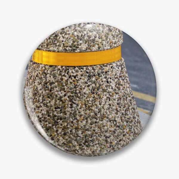Item preview, Concrete Pebble Bollard With Yellow Reflective Band On Urban Curb For Traffic Safety designed and sold by Nmallia.
