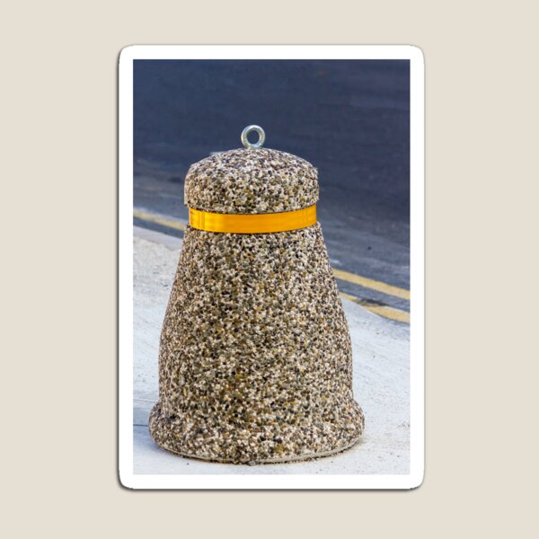 Item preview, Concrete Pebble Bollard With Yellow Reflective Band On Urban Curb For Traffic Safety designed and sold by Nmallia.