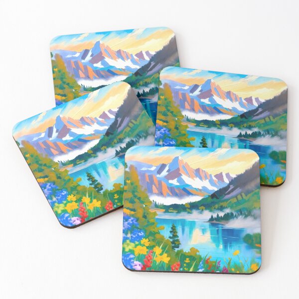 Item preview, Vibrant Impasto Mountain Lake Reflection Wildflower Meadow designed and sold by Nexus Space.