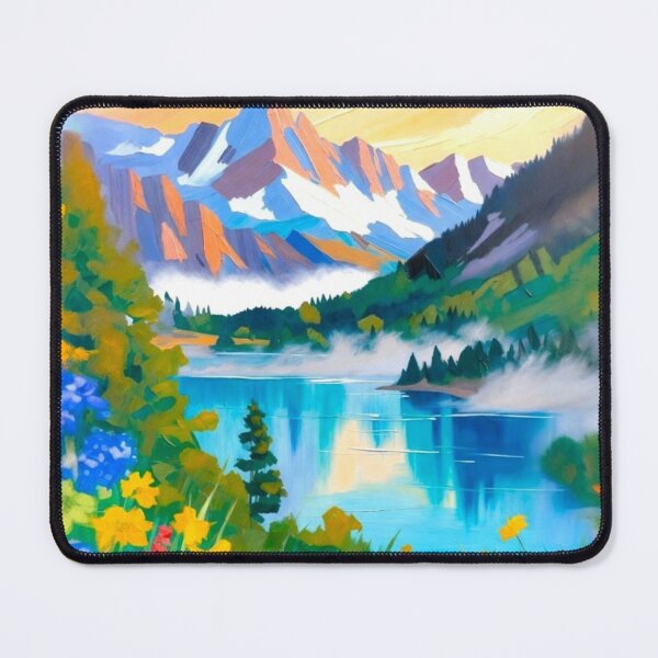 Item preview, Vibrant Impasto Mountain Lake Reflection Wildflower Meadow designed and sold by Nexus Space.