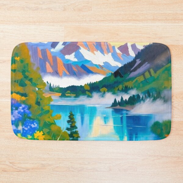 Item preview, Vibrant Impasto Mountain Lake Reflection Wildflower Meadow designed and sold by Nexus Space.