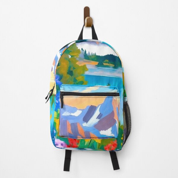 Item preview, Vibrant Impasto Mountain Lake Reflection Wildflower Meadow designed and sold by Nexus Space.